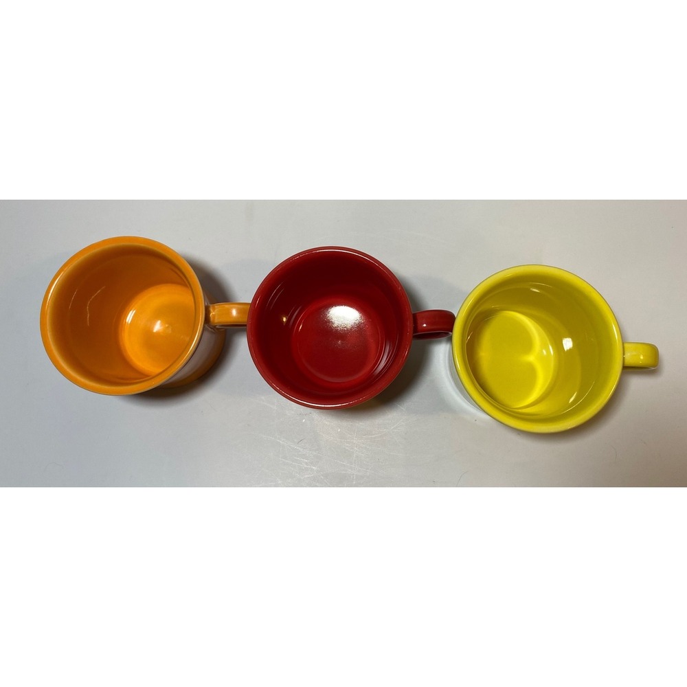 Fiesta HLC USA Coffee Mugs Set of 3 Red, Orange and Yellow - Picture 2 of 5